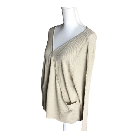 Leith Women’s Plus Size 3X Beige V-Neck Wrap Sweater Ribbed Stretch Modal NWOT - Picture 2 of 11